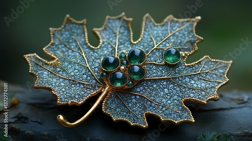 oak leaf with water drops