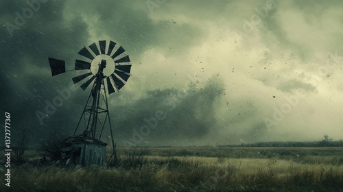Windmill Under a Stormy Sky