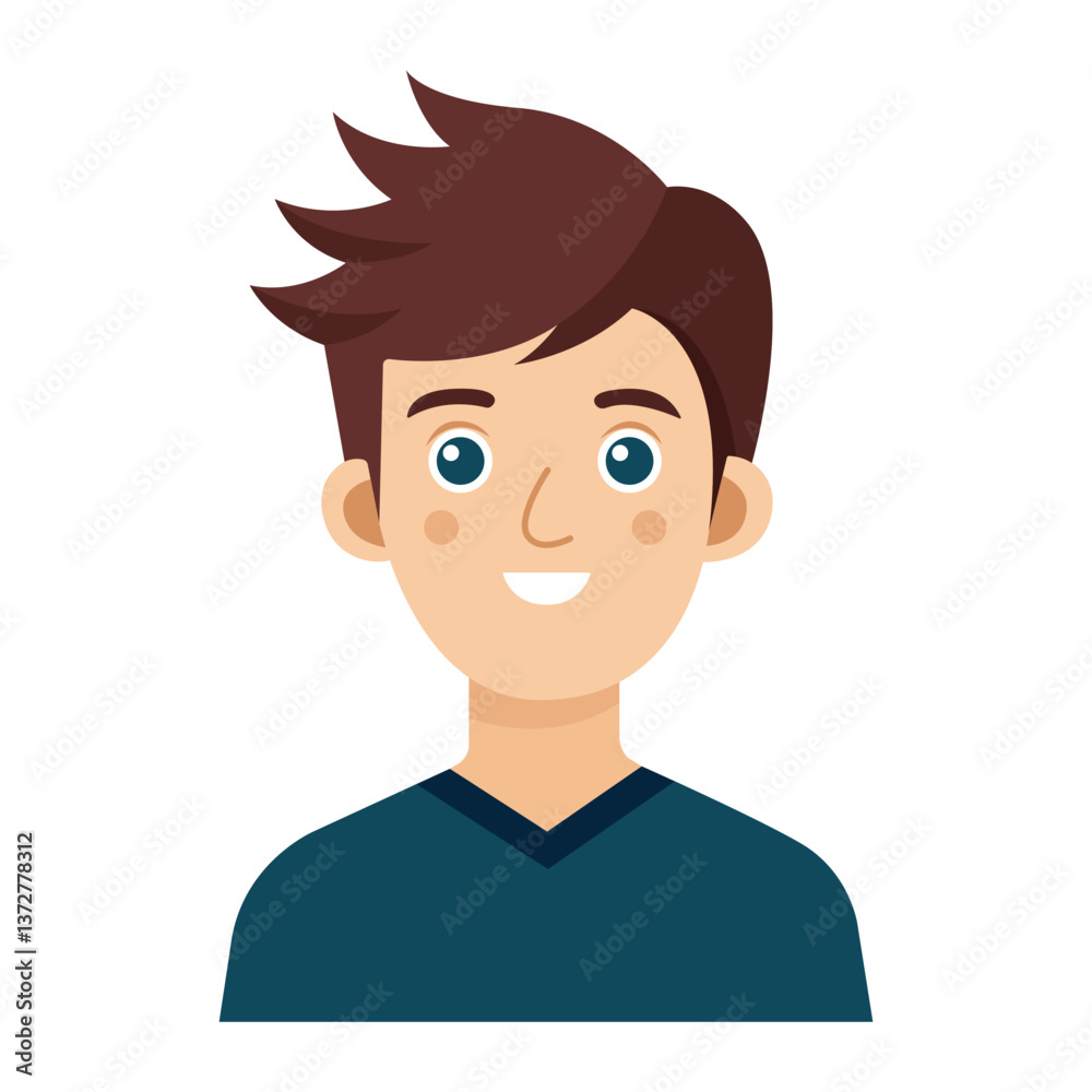 A man avatar with brown hair character vector illustration boy, teen character illustration vector A man avatar with brown hair character vector illustration boy, teen character illustration vector