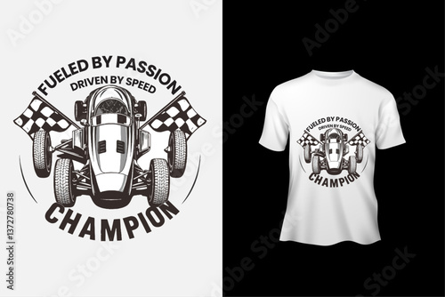 Racing team t shirt typography slogan design apparel for print modern type vector.