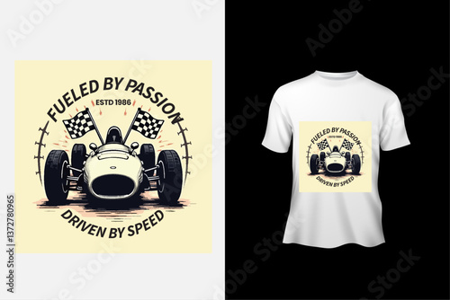Racing team t shirt typography slogan design apparel for print modern type vector.