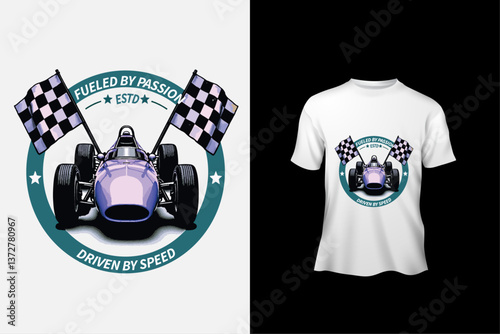Racing team t shirt typography slogan design apparel for print modern type vector.