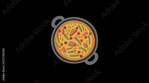 Animated pizza plate sticker on black and green background photo