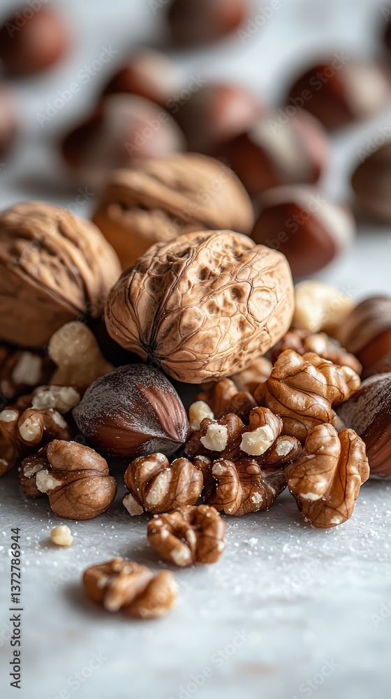 Minimalist display of nut fruits showcasing natural richness Minimalist display of nut fruits showcasing natural richness