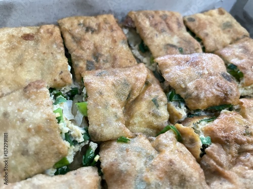 Delicous murtabak close up photo