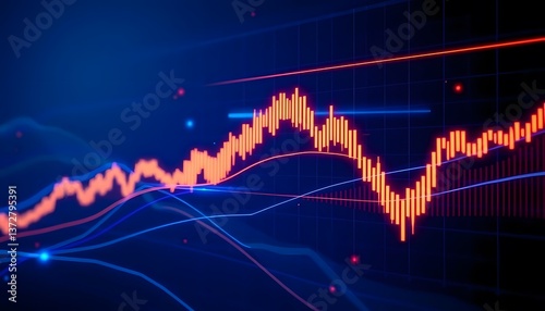 Market trends analysis financial data graph visualization digital environment dynamic viewpoint trading insights