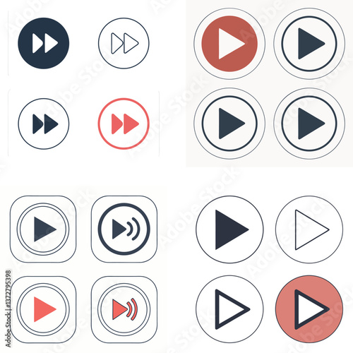 High-Quality Minimalist Flat Vector Play Button Icon for Media UI Design
