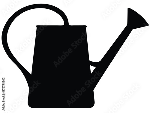  black and white watering can silhouette vector. Watering can colored icon with shadows 
