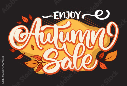 Autumn sale lettering vector illustration