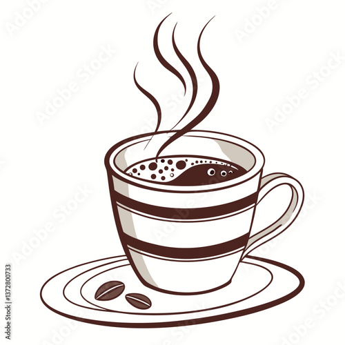 Realistic 3D Coffee Cup with Steam Rising and a Stylish Design