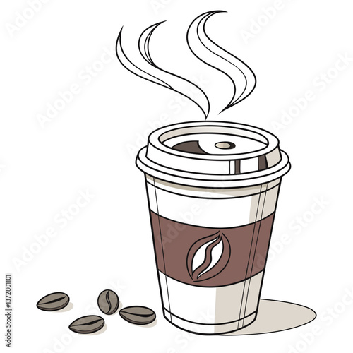 Realistic 3D Coffee Cup with Steam Rising and a Stylish Design