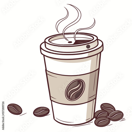 Realistic 3D Coffee Cup with Steam Rising and a Stylish Design