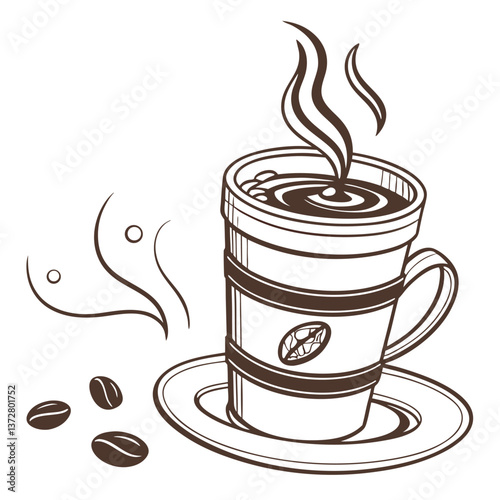 Realistic 3D Coffee Cup with Steam Rising and a Stylish Design