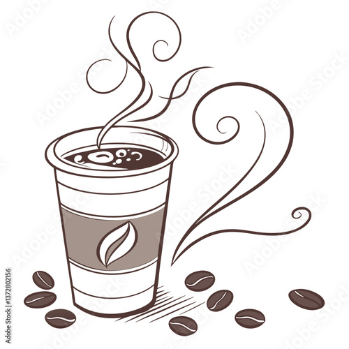 Realistic 3D Coffee Cup with Steam Rising and a Stylish Design