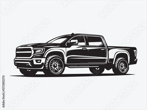  Pickup Truck Silhouette with Rugged Design and Bold Off-Road Appeal