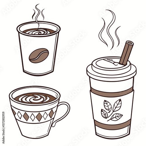 Realistic 3D Coffee Cup with Steam Rising and a Stylish Design