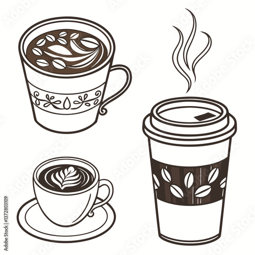 Realistic 3D Coffee Cup with Steam Rising and a Stylish Design