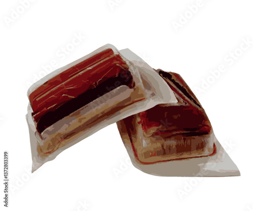 Povidone iodine and sterile sponge vector. Sterile sponge soaked with povidone iodine isolated on white background. Sterile gauze with Povidone Iodine solution package.