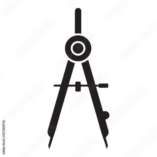 Black Compass Tool Icon for Drafting and Design
