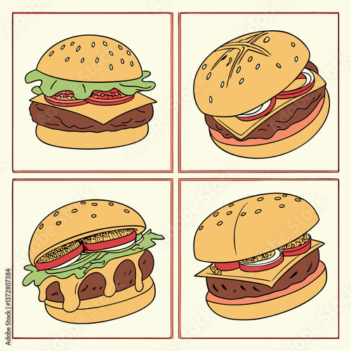 Single High-Quality 3D Cheese Burger with Melting Cheese and Juicy Patty