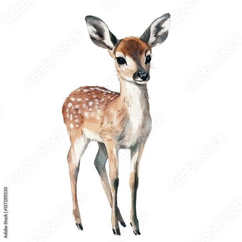 A watercolor vector of a duiker, isolated on a white background. Duiker vector.

