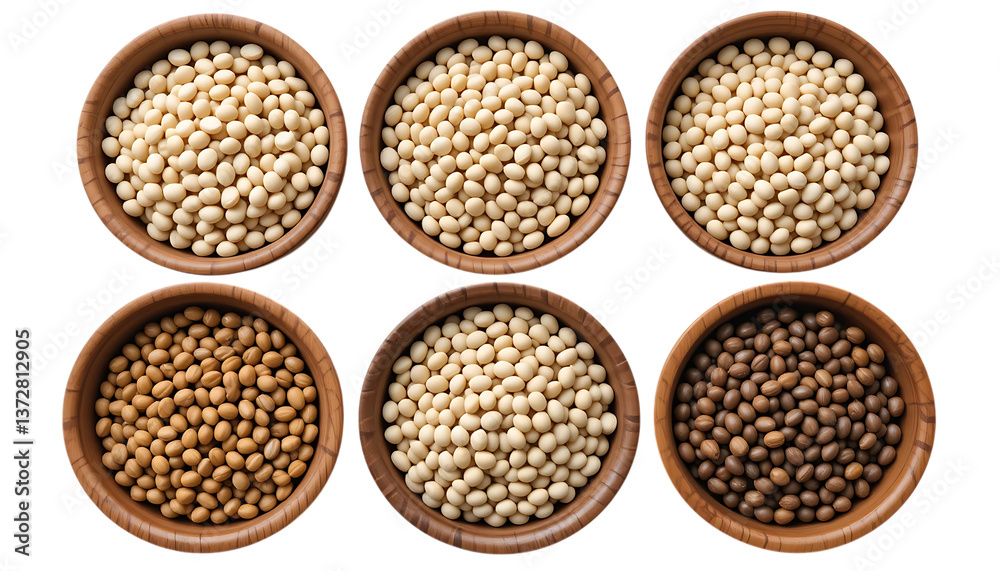 Fototapeta premium wooden bowl with soybeans