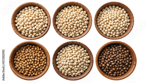 wooden bowl with soybeans