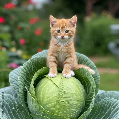 Kitten in Cabbage