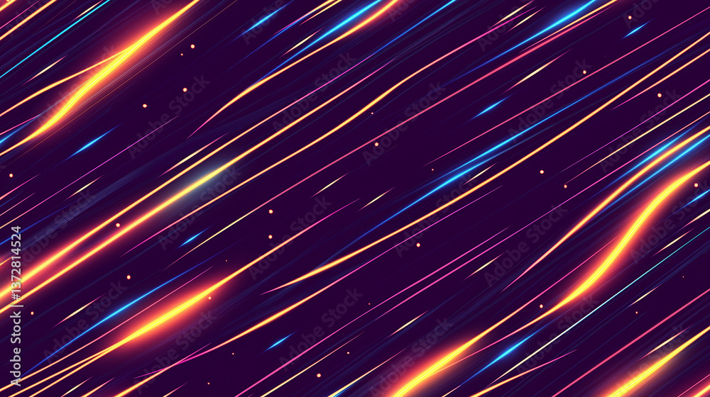 Obraz premium Colorful light trails streaking across dark background creating dynamic visual effect