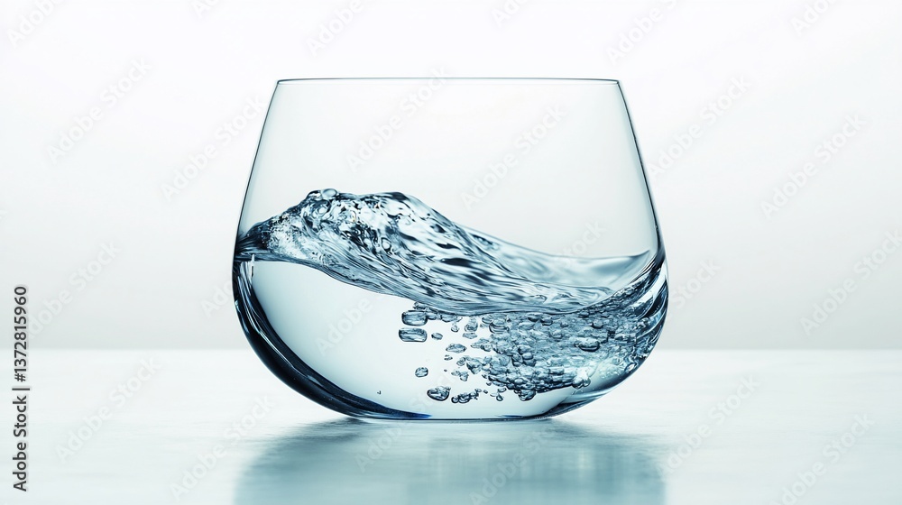 Dynamic aqua motion encapsulated within the confines of transparent glassware