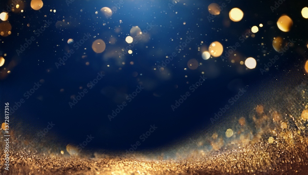 Fototapeta premium abstract background with Dark blue and gold particle. Christmas Golden light shine particles
