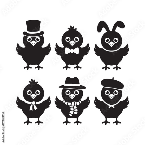   vector set of  chicks