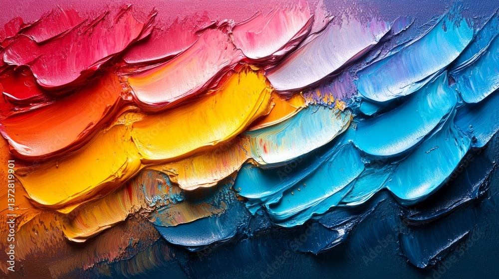 Obraz premium Colorful brush strokes on canvas depicting joy of imagination and skill