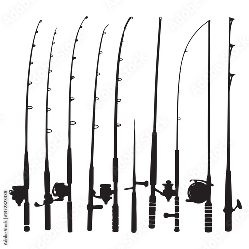 fishing rod and reel vector illustration