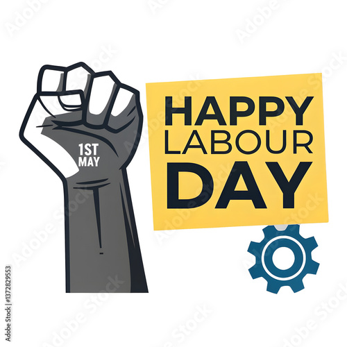 Stylized Raised Fist Icon in Gray and Black Design