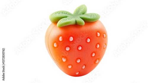 A silicone baby teether shaped like fruit, isolated on white background --ar 16:9 photo