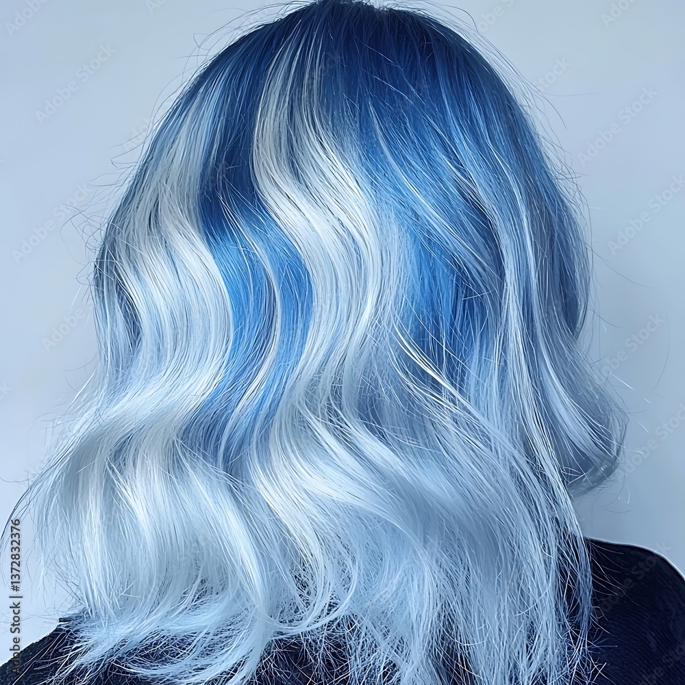 Naklejka premium A woman with blue and white hair