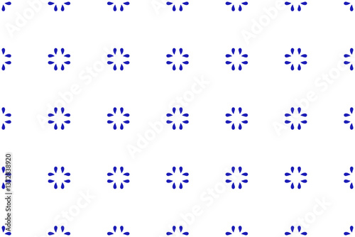 Mexican talavera ceramic tile seamless pattern with blue splash. Traditional style from Puebla.