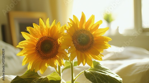 Sunflower embrace a closeup of friendship and joy in bloom