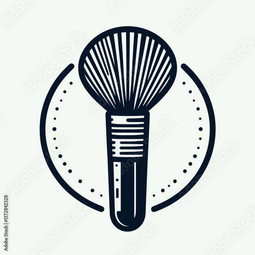 Cosmetic brush illustration with a modern circular design