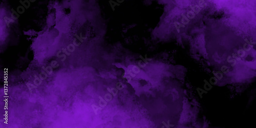 Abstract black and purple fantasy watercolor background abstract fire flame grunge texture background. Purple smoke on black background. Dark elegant Royal purple shades aquarelle paint. 