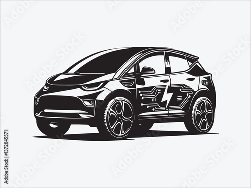 Electric Car Silhouette with Sleek Modern Design and Futuristic Automotive Aesthetics