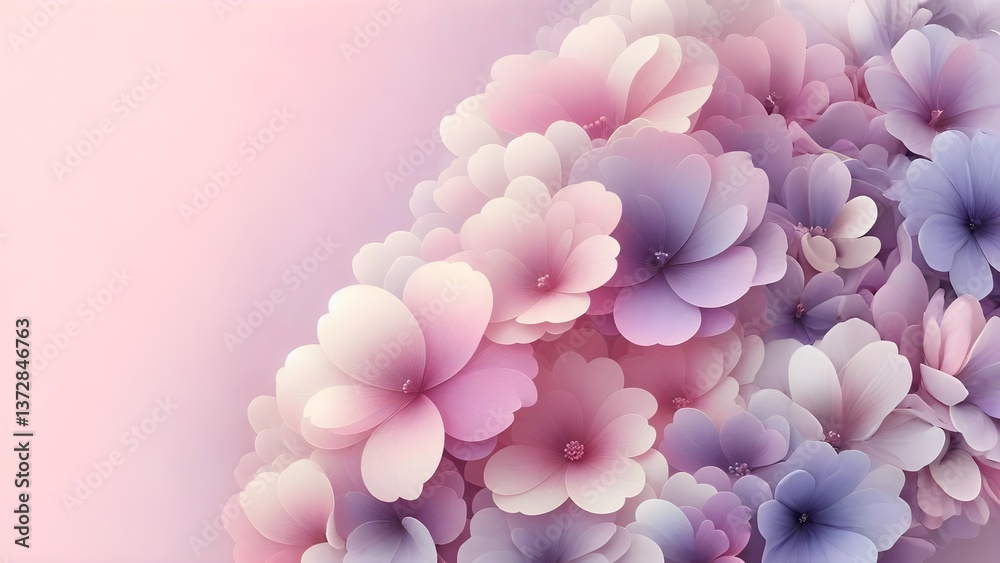 Obraz premium AI-generated digital illustration of soft pastel flowers in pink and purple tones, perfect for invitations, wallpapers, and decorative designs