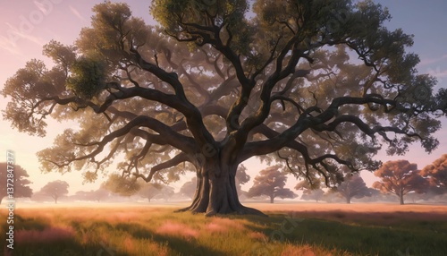sunset in the forest