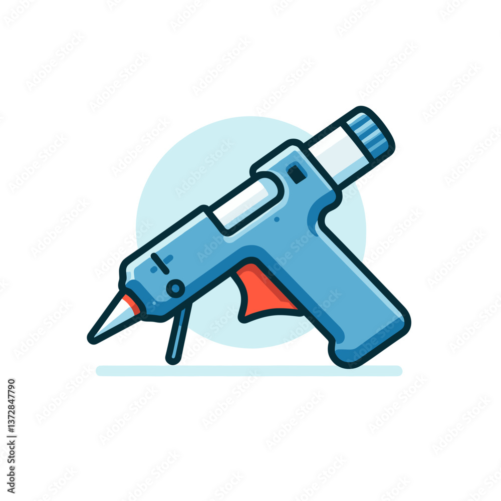 Vector illustration of blue hot glue gun on light blue background. Perfect for craft tutorial, DIY project guide, or crafting supplies shop catalog. Vector illustration of blue hot glue gun on light blue background. Perfect for craft tutorial, DIY project guide, or crafting supplies shop catalog.