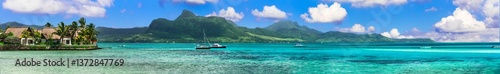 Amazing tropical island scenery. Beautiful Mauritius exotic island. View of L...