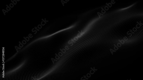 Abstract background white wave on black background. 4K Audio Waveform Visualizer Club Bar Background Black and White. Lines Waves Background Black and White. Technology dots wave background. Loop