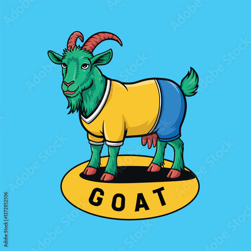 Goat mascot logo, goat vibrant logo, goat typography, unique logo