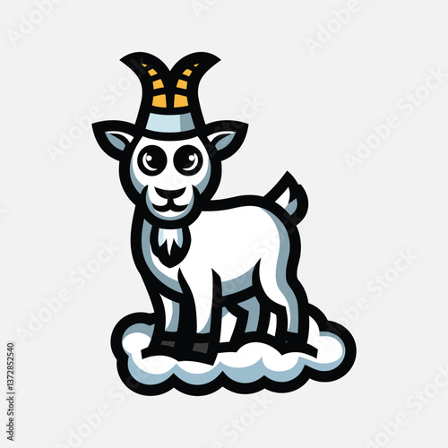 Goat mascot logo, goat staring at front, goat logo, goat vector