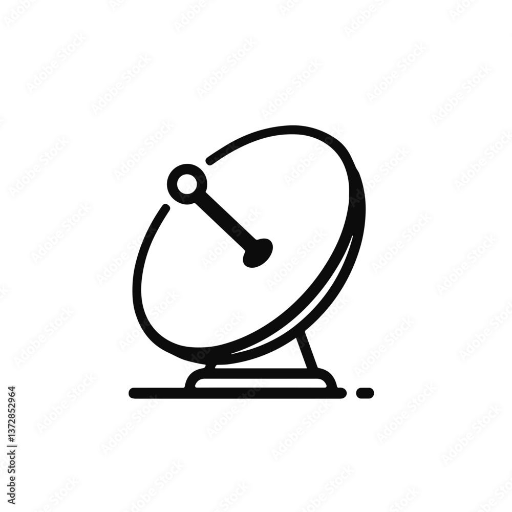 Minimalist satellite dish icon in black line art, digital connectivity Minimalist satellite dish icon in black line art, digital connectivity